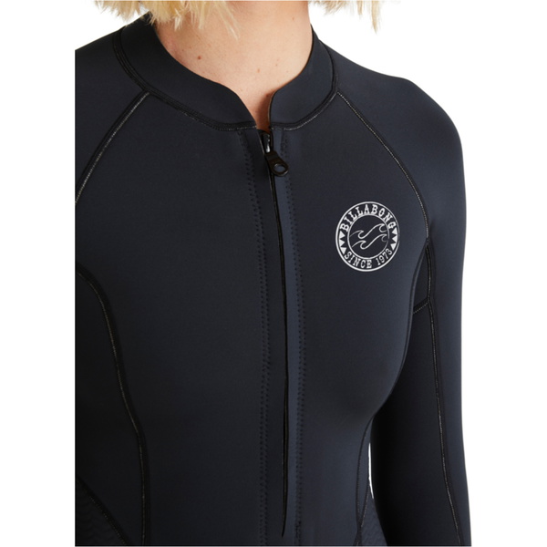 2026 Billabong Da Donna Salty Dayz Natural 2mm Front Zip Muta Primaverile Muta ABJW400132 - Black